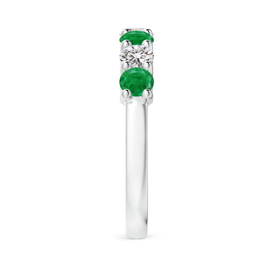 3.5mm AA Half Eternity Seven Stone Emerald and Diamond Wedding Ring in White Gold Side 299