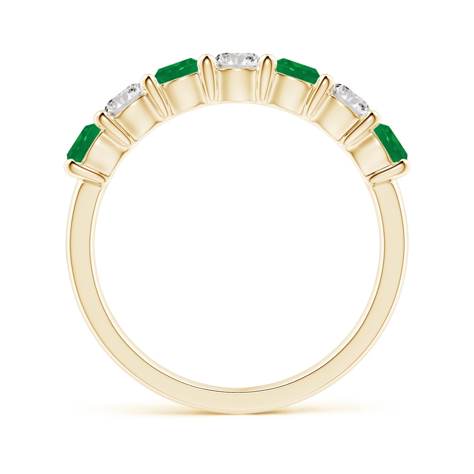 3.5mm AA Half Eternity Seven Stone Emerald and Diamond Wedding Ring in Yellow Gold Side 199