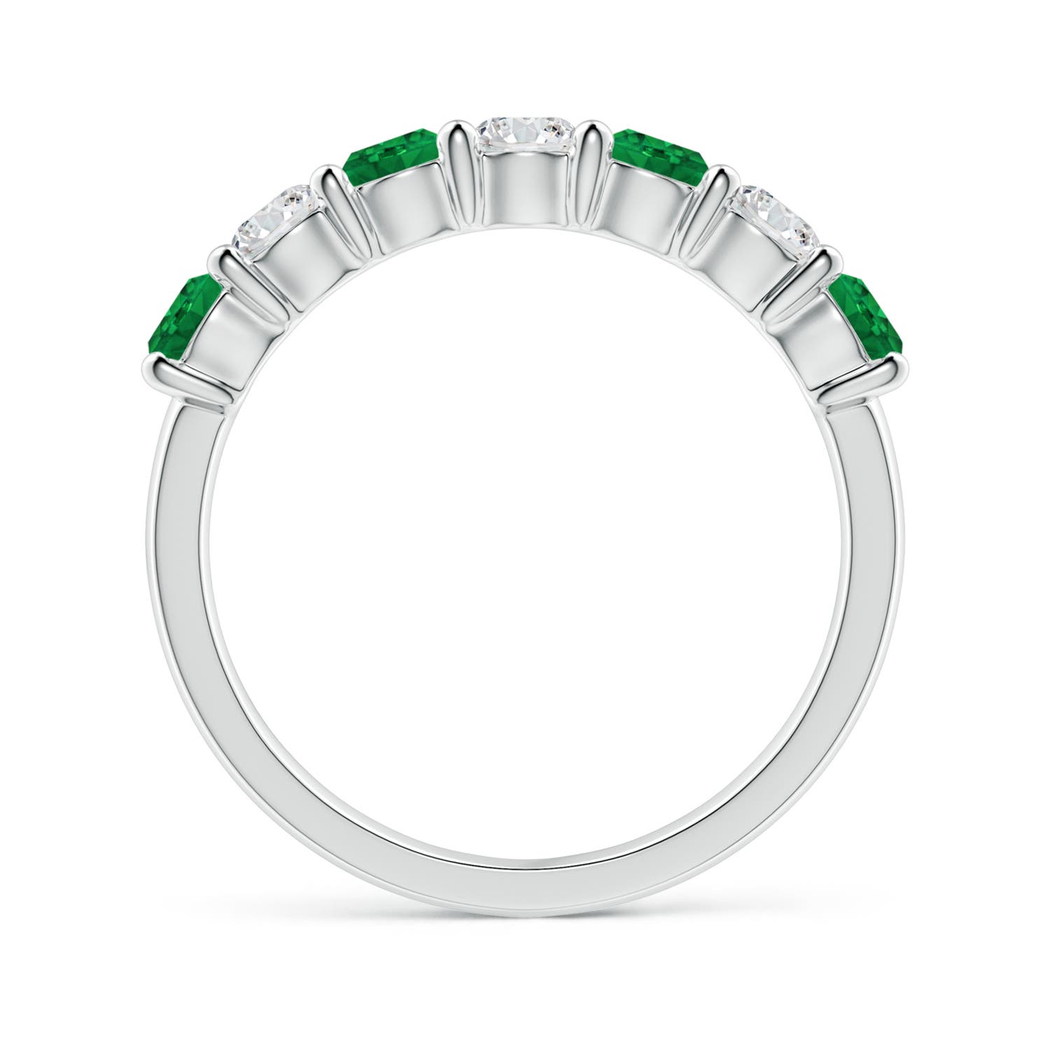 3.5mm AAA Half Eternity Seven Stone Emerald and Diamond Wedding Ring in White Gold - side 2