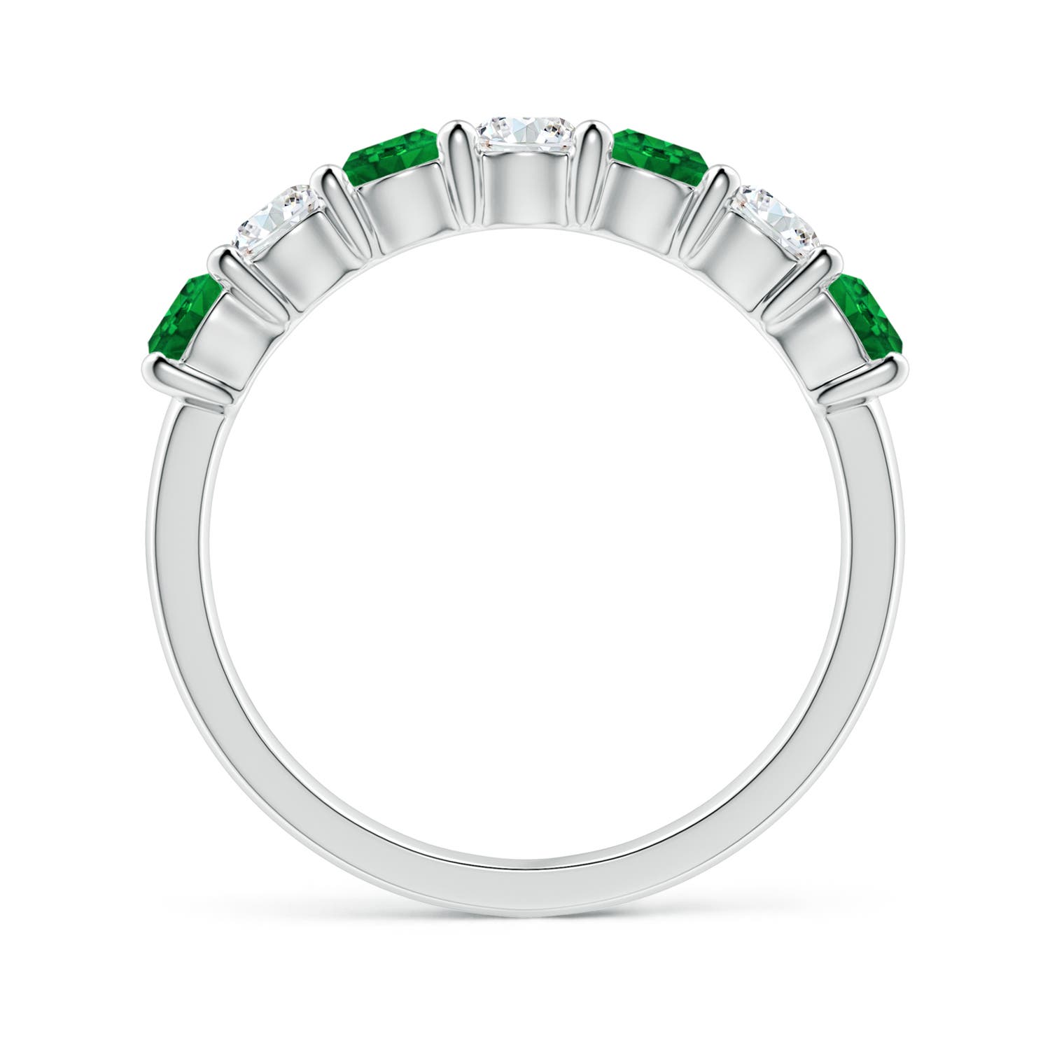 3.5mm AAAA Half Eternity Seven Stone Emerald and Diamond Wedding Ring in P950 Platinum