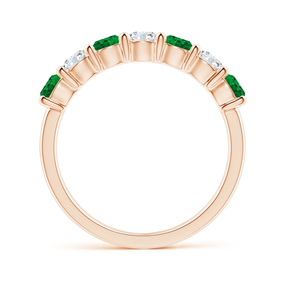 3.5mm AAAA Half Eternity Seven Stone Emerald and Diamond Wedding Ring in Rose Gold Side 199