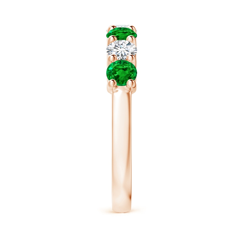 3.5mm AAAA Half Eternity Seven Stone Emerald and Diamond Wedding Ring in Rose Gold Side 299