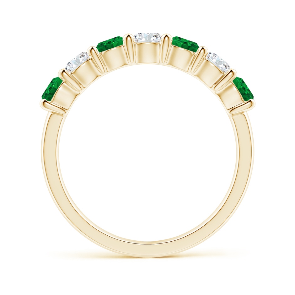 3.5mm AAAA Half Eternity Seven Stone Emerald and Diamond Wedding Ring in Yellow Gold Side 199