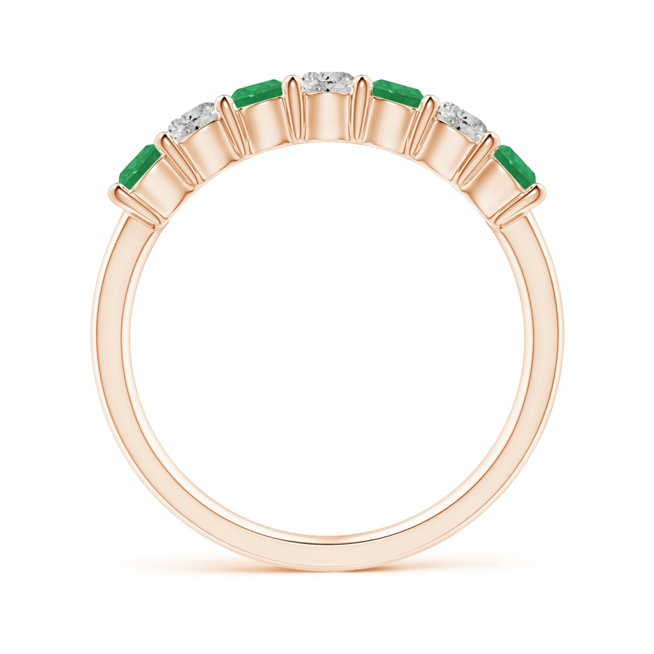 3mm A Half Eternity Seven Stone Emerald and Diamond Wedding Ring in Rose Gold Side 199