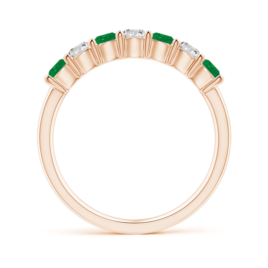 3mm AA Half Eternity Seven Stone Emerald and Diamond Wedding Ring in Rose Gold Side 199