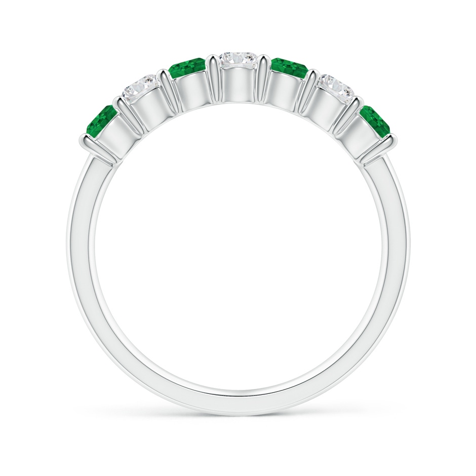 3mm AAA Half Eternity Seven Stone Emerald and Diamond Wedding Ring in White Gold Side 199