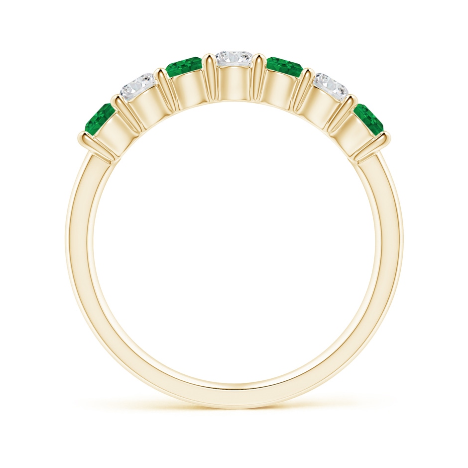 3mm AAA Half Eternity Seven Stone Emerald and Diamond Wedding Ring in Yellow Gold Side 199