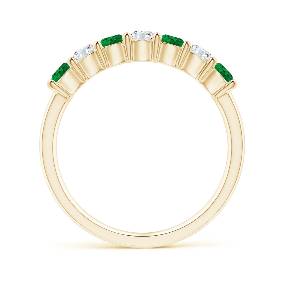 3mm AAAA Half Eternity Seven Stone Emerald and Diamond Wedding Ring in 18K Yellow Gold Side 199