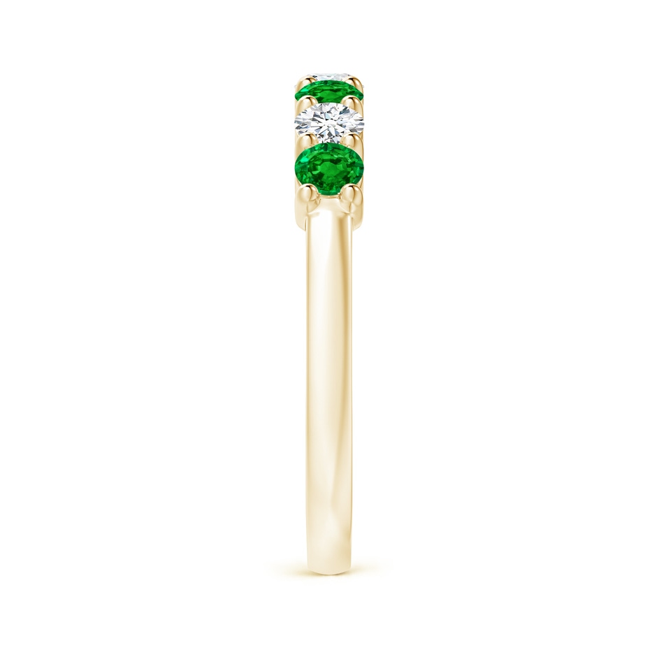 3mm AAAA Half Eternity Seven Stone Emerald and Diamond Wedding Ring in 18K Yellow Gold Side 299