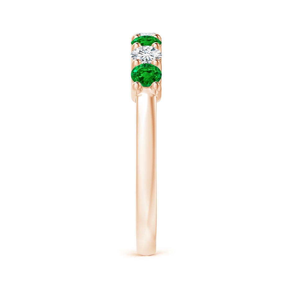 3mm AAAA Half Eternity Seven Stone Emerald and Diamond Wedding Ring in Rose Gold Side 299