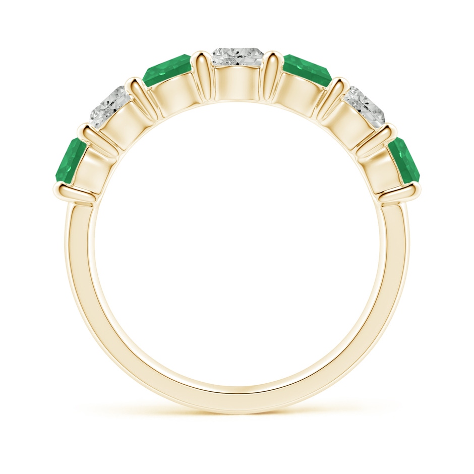 4mm A Half Eternity Seven Stone Emerald and Diamond Wedding Ring in 18K Yellow Gold Side 199
