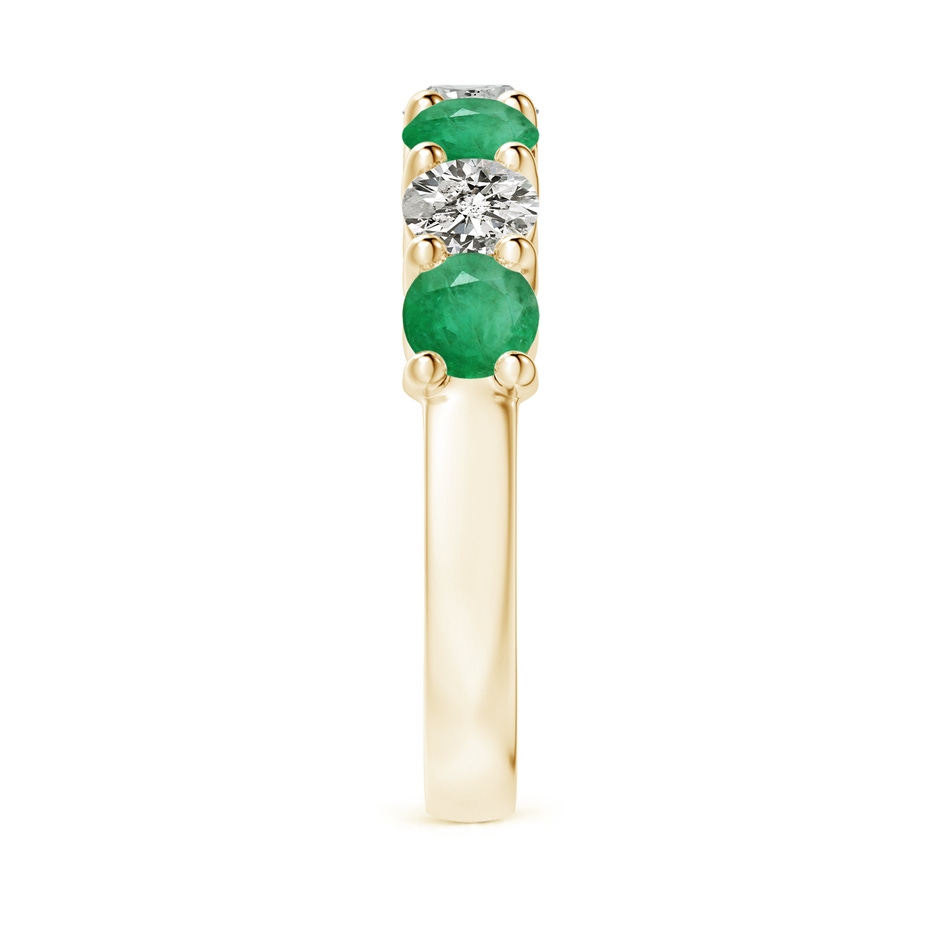 4mm A Half Eternity Seven Stone Emerald and Diamond Wedding Ring in 18K Yellow Gold Side 299
