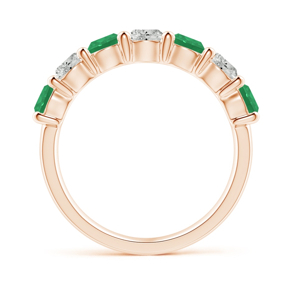 4mm A Half Eternity Seven Stone Emerald and Diamond Wedding Ring in Rose Gold Side 199