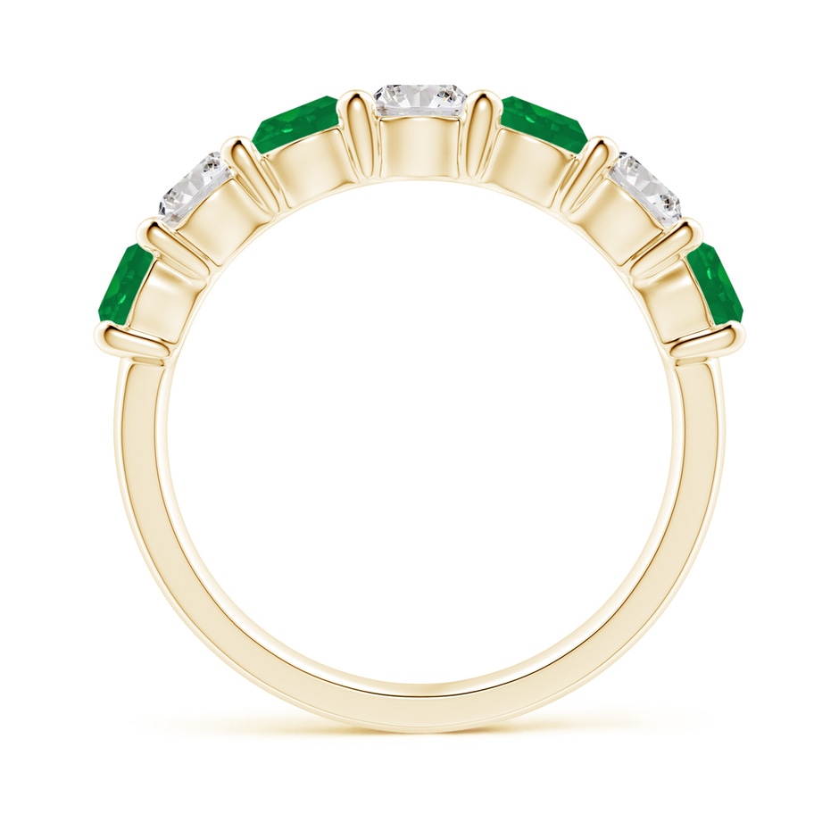 4mm AA Half Eternity Seven Stone Emerald and Diamond Wedding Ring in Yellow Gold Side 199