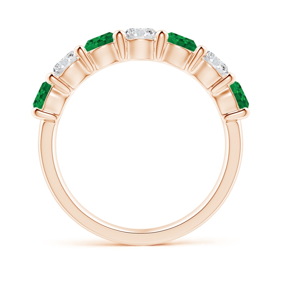4mm AAA Half Eternity Seven Stone Emerald and Diamond Wedding Ring in Rose Gold Side 199