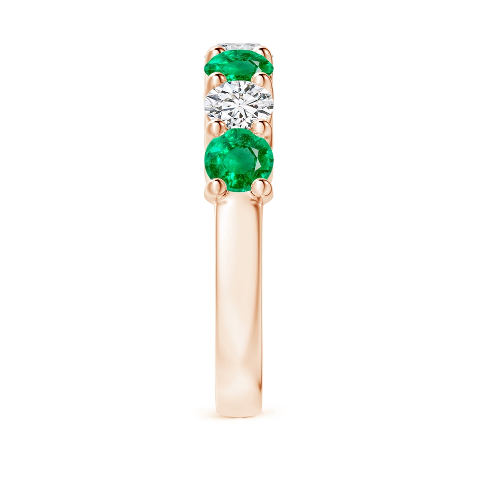 4mm AAA Half Eternity Seven Stone Emerald and Diamond Wedding Ring in Rose Gold Side 299