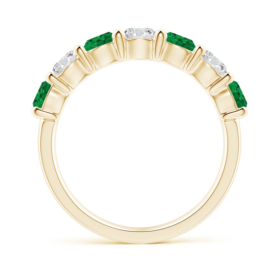 4mm AAA Half Eternity Seven Stone Emerald and Diamond Wedding Ring in Yellow Gold Side 199