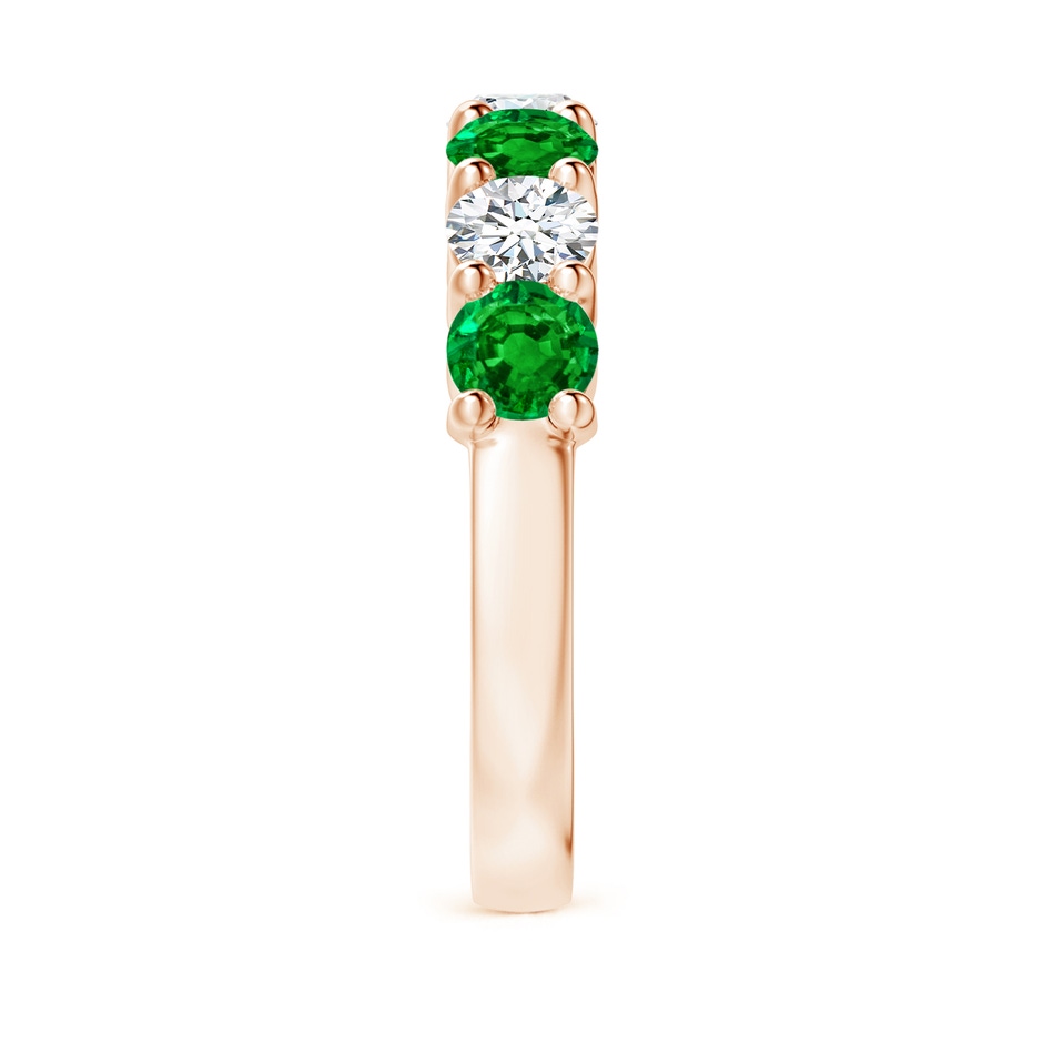 4mm AAAA Half Eternity Seven Stone Emerald and Diamond Wedding Ring in 18K Rose Gold Side 299
