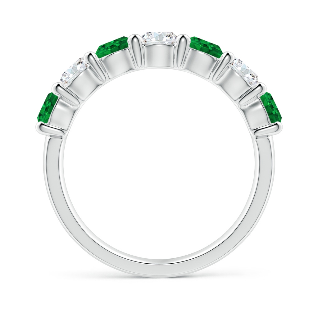 4mm AAAA Half Eternity Seven Stone Emerald and Diamond Wedding Ring in P950 Platinum - side 199