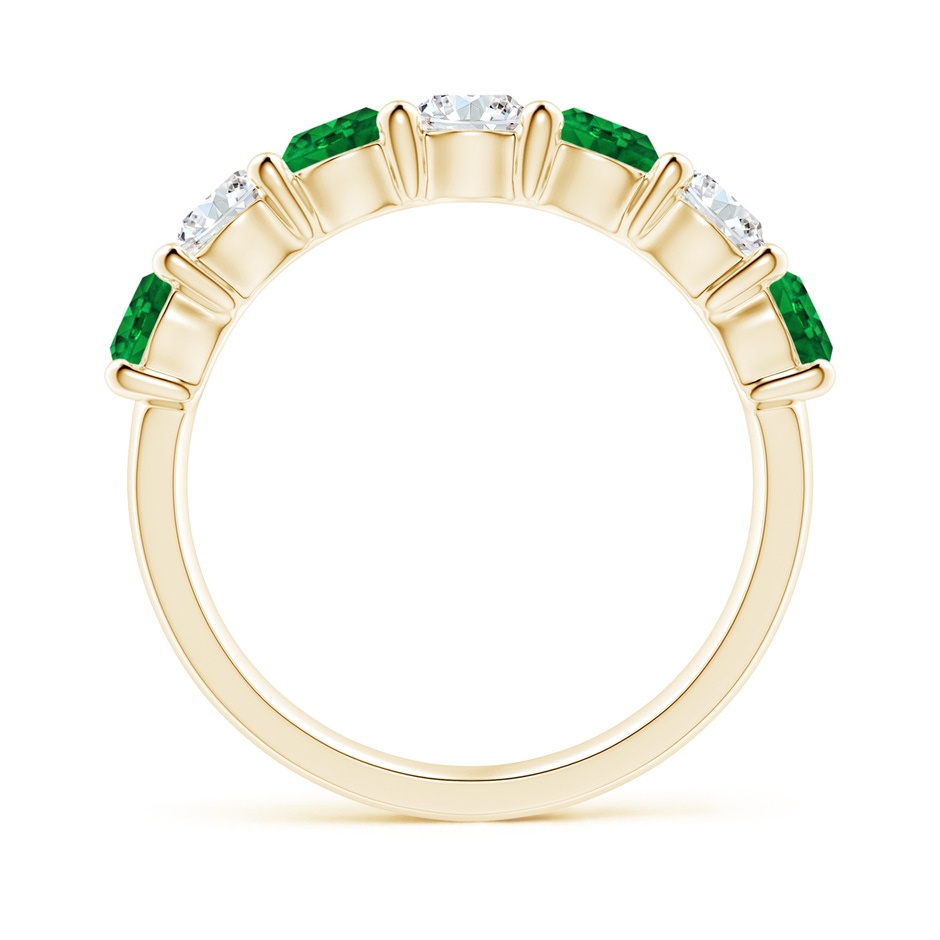 4mm AAAA Half Eternity Seven Stone Emerald and Diamond Wedding Ring in Yellow Gold Side 199