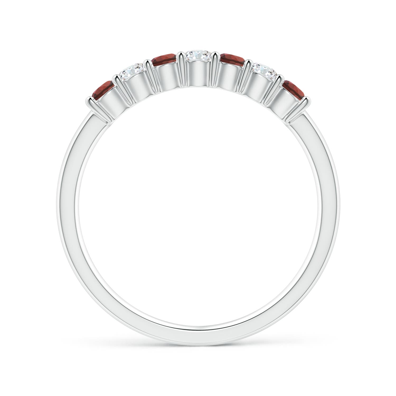 2.5mm AAAA Half Eternity Seven Stone Garnet and Diamond Wedding Ring in P950 Platinum