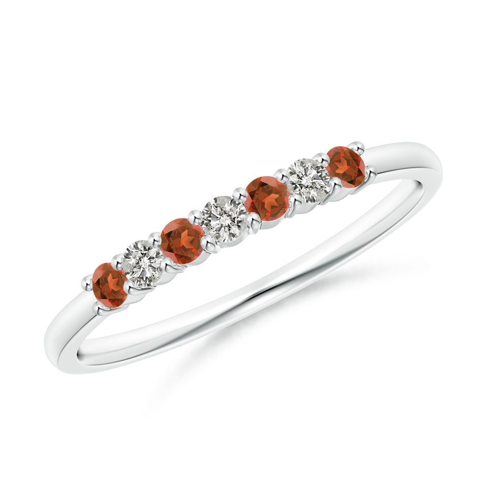 2mm A Half Eternity Seven Stone Garnet and Diamond Wedding Ring in 9K White Gold 