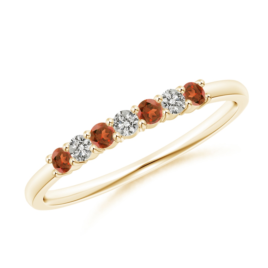 2mm A Half Eternity Seven Stone Garnet and Diamond Wedding Ring in Yellow Gold 