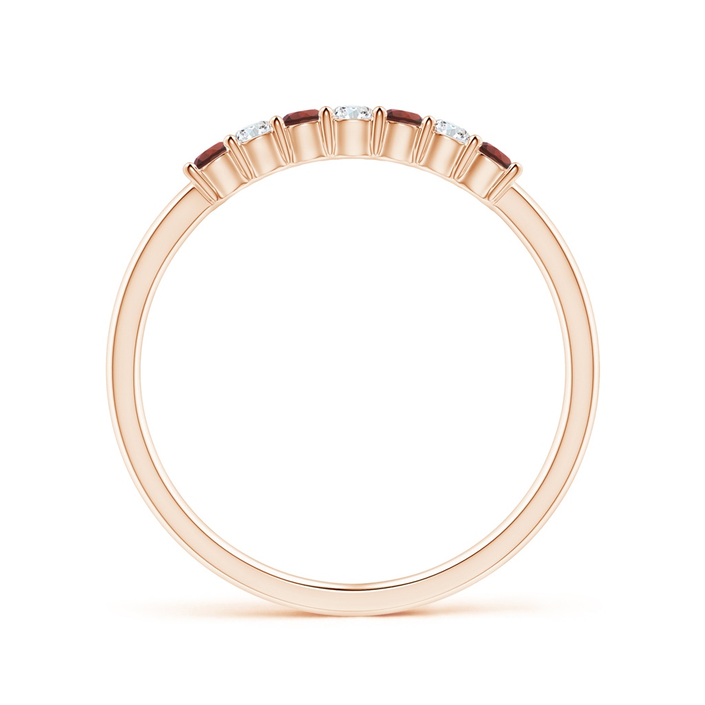 2mm AAAA Half Eternity Seven Stone Garnet and Diamond Wedding Ring in Rose Gold - side 199