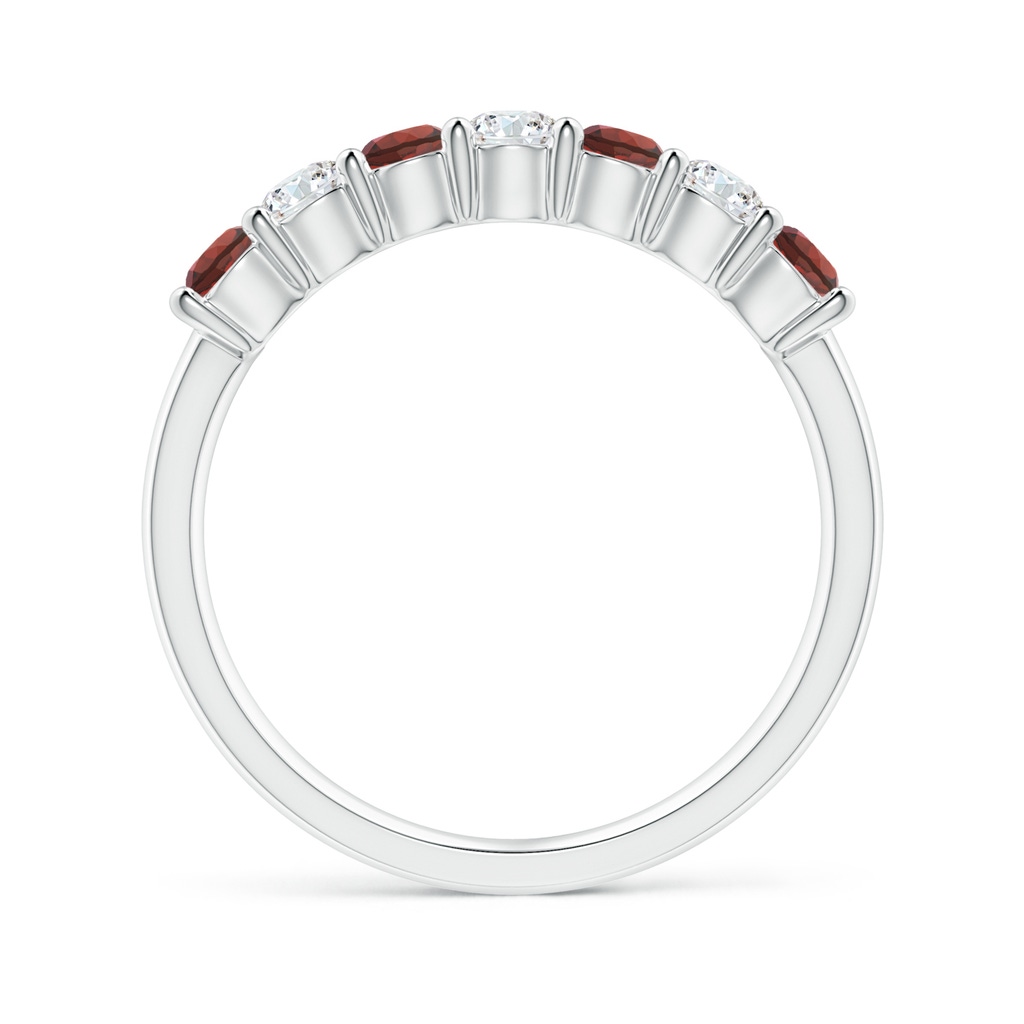 3mm AAAA Half Eternity Seven Stone Garnet and Diamond Wedding Ring in White Gold - side 199