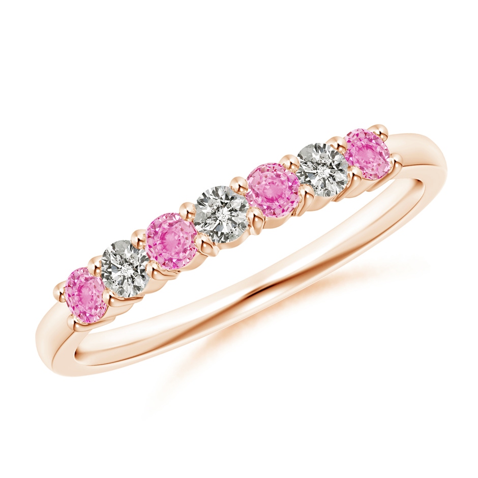 2.5mm A Half Eternity 7 Stone Pink Sapphire & Diamond Wedding Ring in Rose Gold 