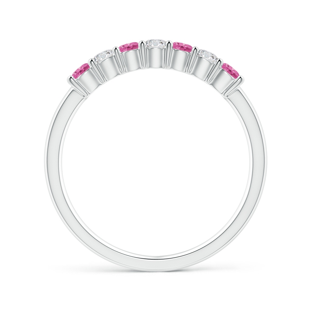2.5mm AAA Half Eternity 7 Stone Pink Sapphire & Diamond Wedding Ring in 18K White Gold - side 199