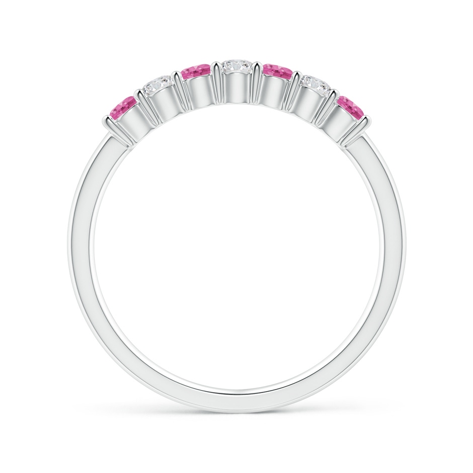 2.5mm AAA Half Eternity 7 Stone Pink Sapphire & Diamond Wedding Ring in P950 Platinum side 199