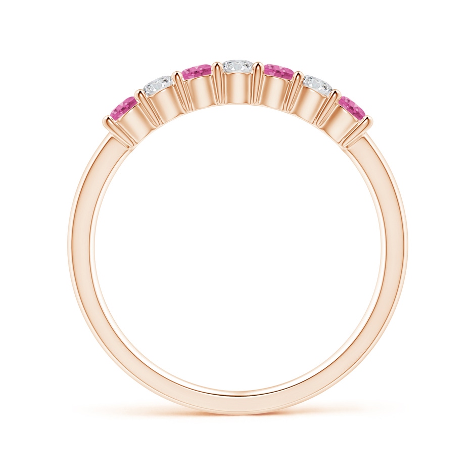 2.5mm AAA Half Eternity 7 Stone Pink Sapphire & Diamond Wedding Ring in Rose Gold side 199