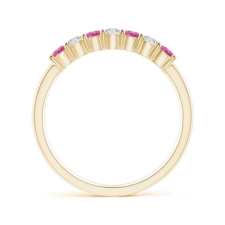 2.5mm AAA Half Eternity 7 Stone Pink Sapphire & Diamond Wedding Ring in Yellow Gold side 199