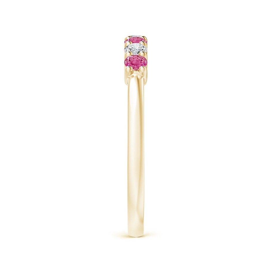 2.5mm AAA Half Eternity 7 Stone Pink Sapphire & Diamond Wedding Ring in Yellow Gold side 299