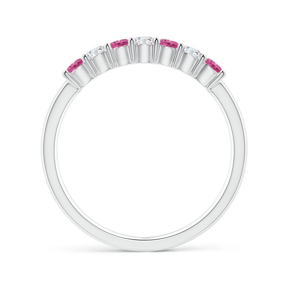 2.5mm AAAA Half Eternity 7 Stone Pink Sapphire & Diamond Wedding Ring in P950 Platinum side 199