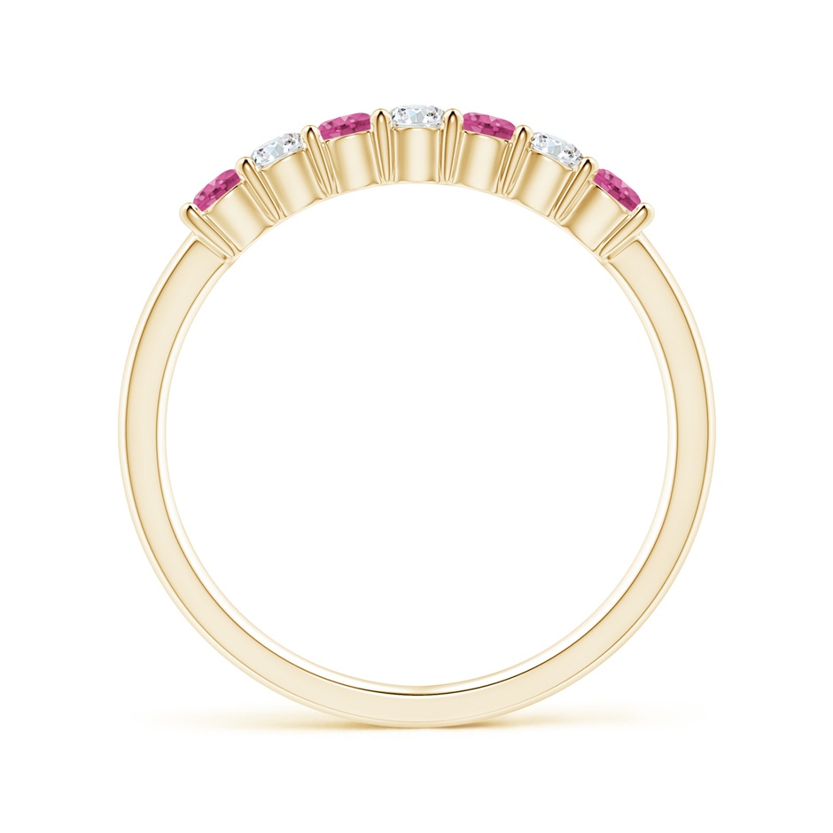 2.5mm AAAA Half Eternity 7 Stone Pink Sapphire & Diamond Wedding Ring in Yellow Gold side 199