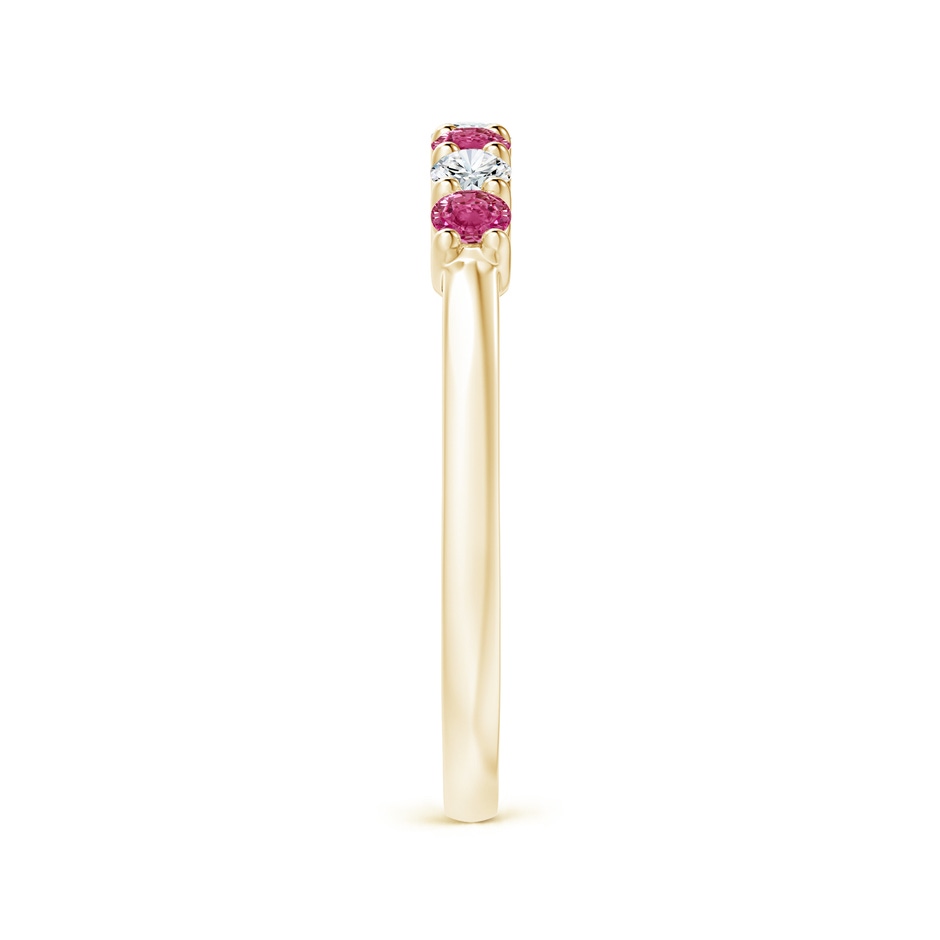 2.5mm AAAA Half Eternity 7 Stone Pink Sapphire & Diamond Wedding Ring in Yellow Gold side 299