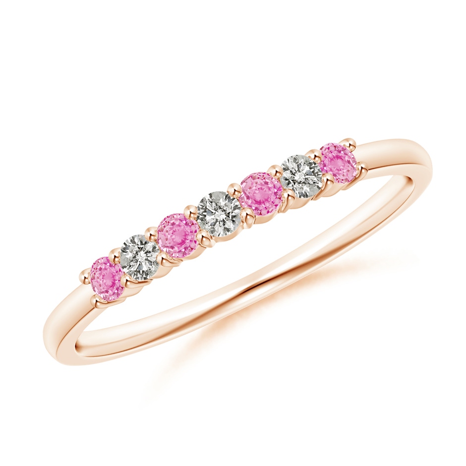 2mm A Half Eternity 7 Stone Pink Sapphire & Diamond Wedding Ring in Rose Gold 