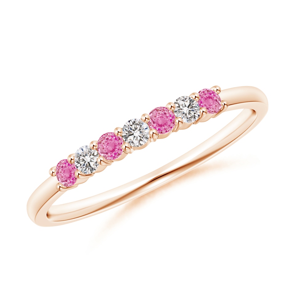 2mm AA Half Eternity 7 Stone Pink Sapphire & Diamond Wedding Ring in Rose Gold 