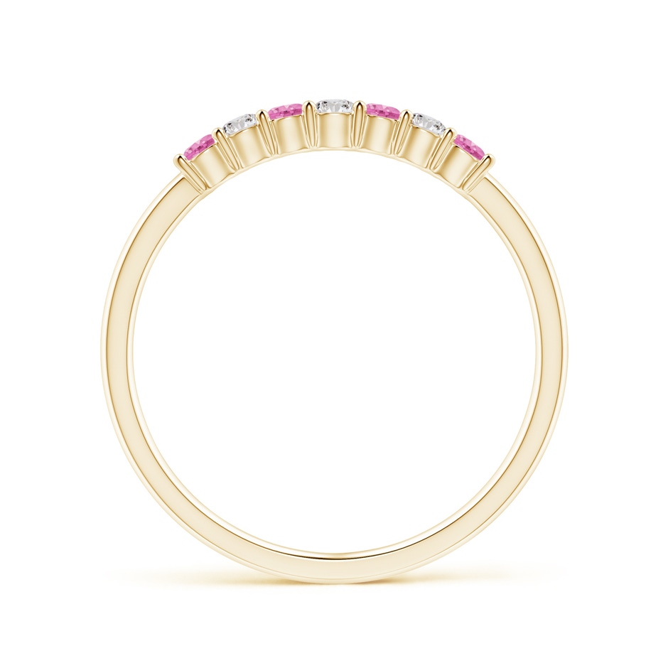 2mm AA Half Eternity 7 Stone Pink Sapphire & Diamond Wedding Ring in Yellow Gold side 199