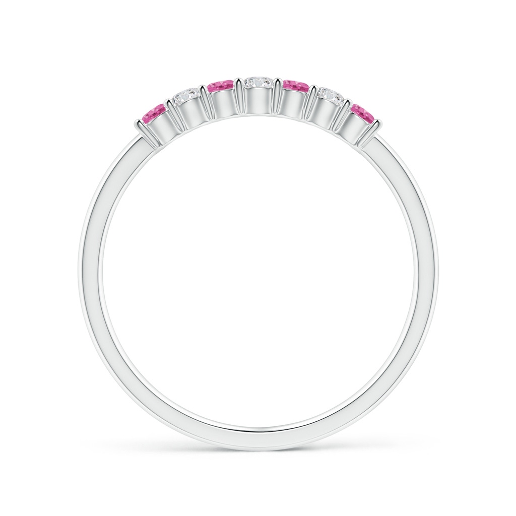 2mm AAA Half Eternity 7 Stone Pink Sapphire & Diamond Wedding Ring in 9K White Gold - side 199
