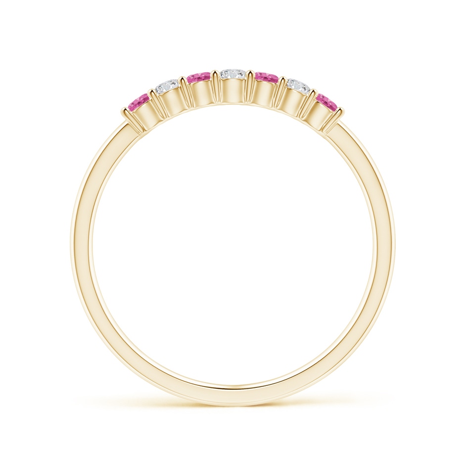 2mm AAA Half Eternity 7 Stone Pink Sapphire & Diamond Wedding Ring in Yellow Gold side 199