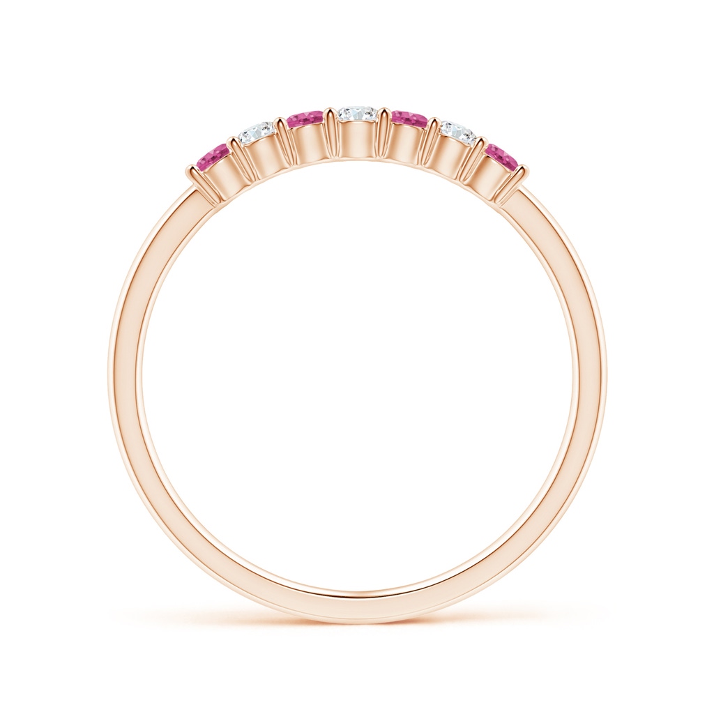 2mm AAAA Half Eternity 7 Stone Pink Sapphire & Diamond Wedding Ring in Rose Gold - side 199