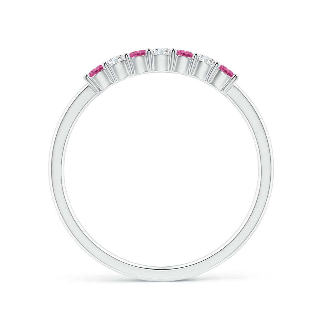 2mm AAAA Half Eternity 7 Stone Pink Sapphire & Diamond Wedding Ring in White Gold - side 199