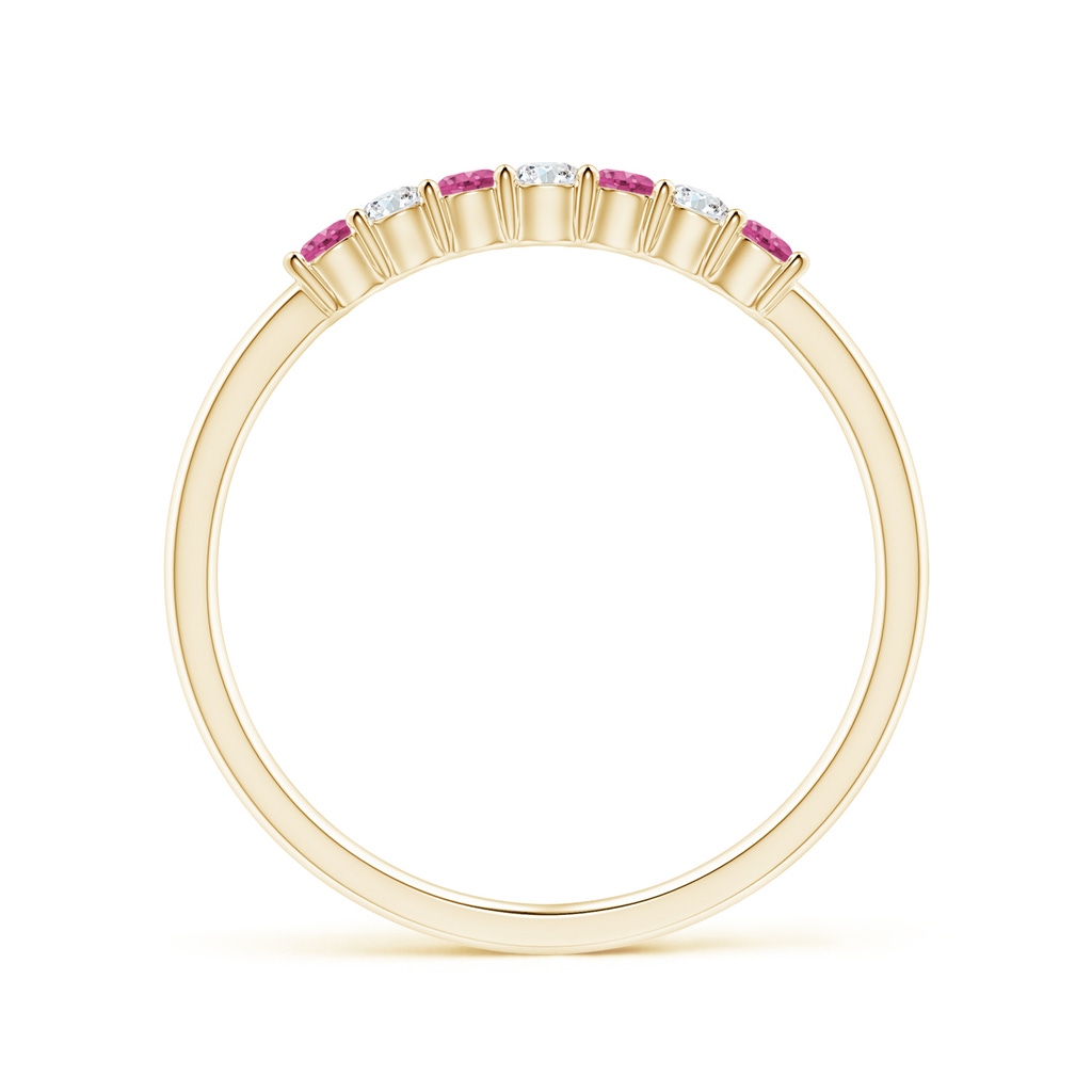 2mm AAAA Half Eternity 7 Stone Pink Sapphire & Diamond Wedding Ring in Yellow Gold - side 199