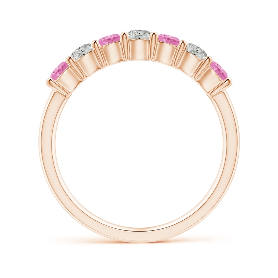 3mm A Half Eternity 7 Stone Pink Sapphire & Diamond Wedding Ring in 18K Rose Gold side 199