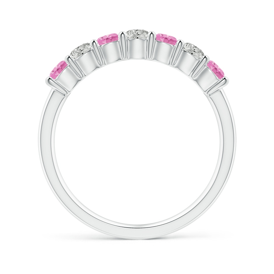 3mm A Half Eternity 7 Stone Pink Sapphire & Diamond Wedding Ring in White Gold side 199