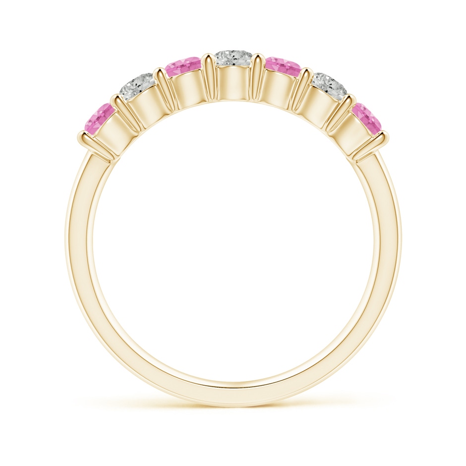 3mm A Half Eternity 7 Stone Pink Sapphire & Diamond Wedding Ring in Yellow Gold side 199