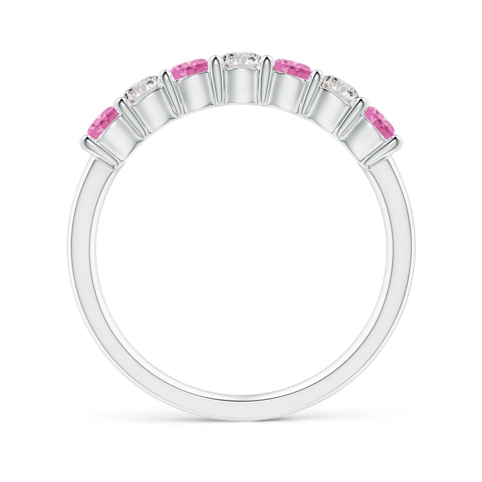 3mm AA Half Eternity 7 Stone Pink Sapphire & Diamond Wedding Ring in 18K White Gold side 199